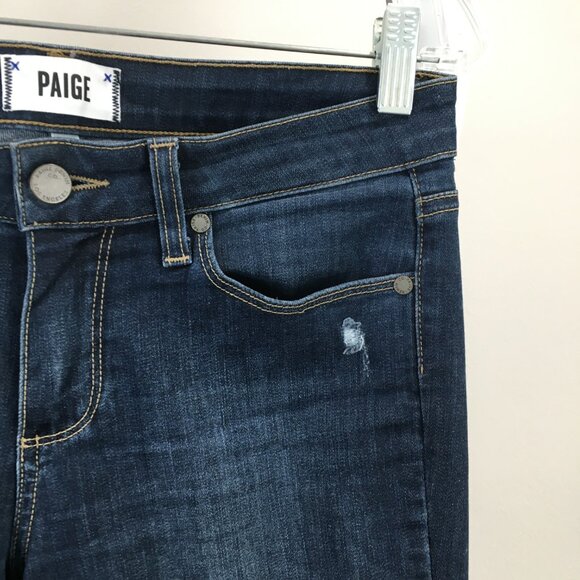 PAIGE Logo Hardware 5Pocket Hallie Destroyed Wash Verdugo Ankle Distressed Jeans - Picture 7 of 12